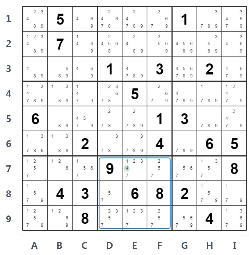 Hidden Single Örneği - Aday gösterimi