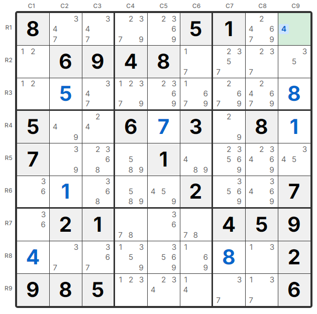 Çıplak Tekil Örneği - R1C9 sadece aday 4'e sahip